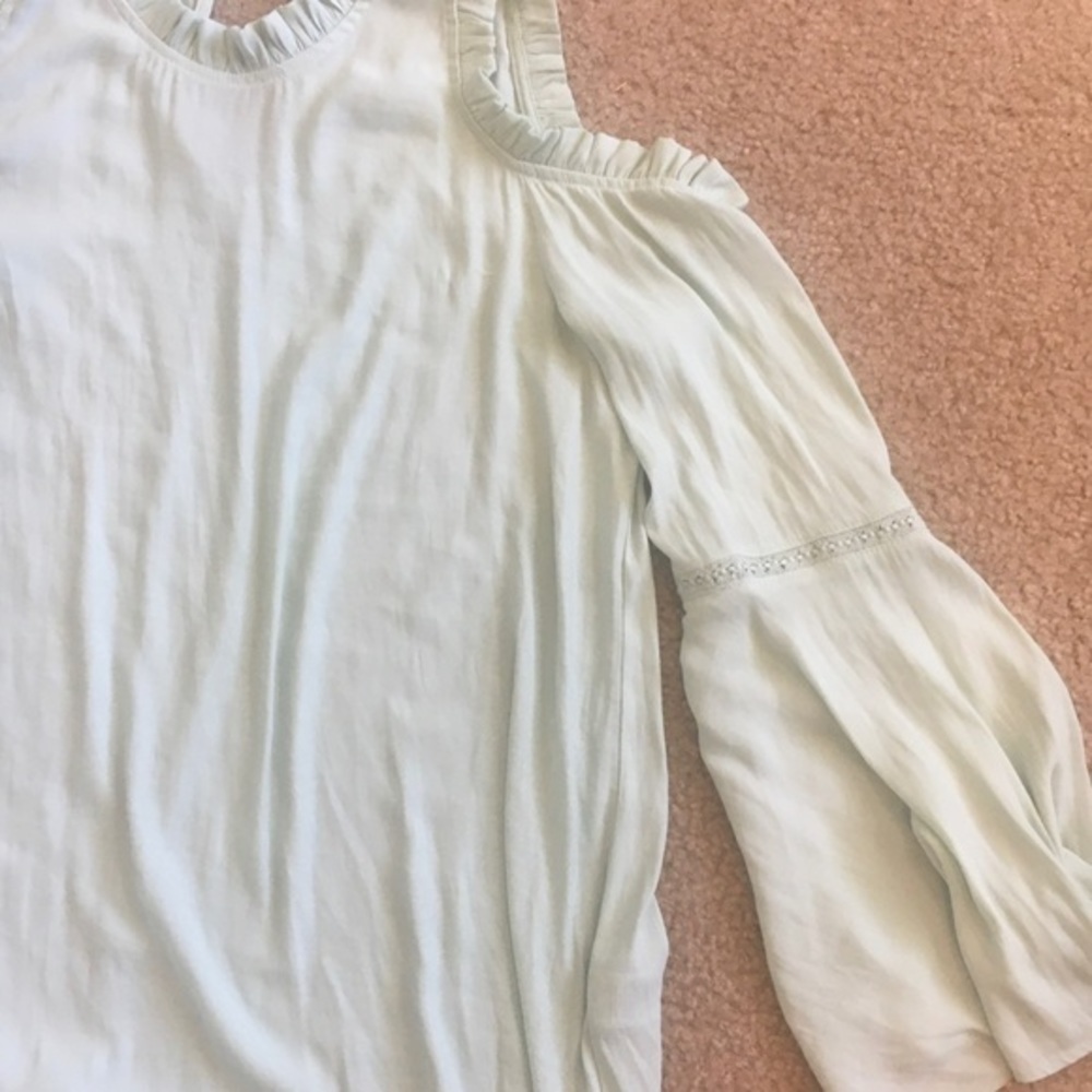 Chelsea28 Mint Ruffle Cold Shoulder Top - Picture 7 of 7